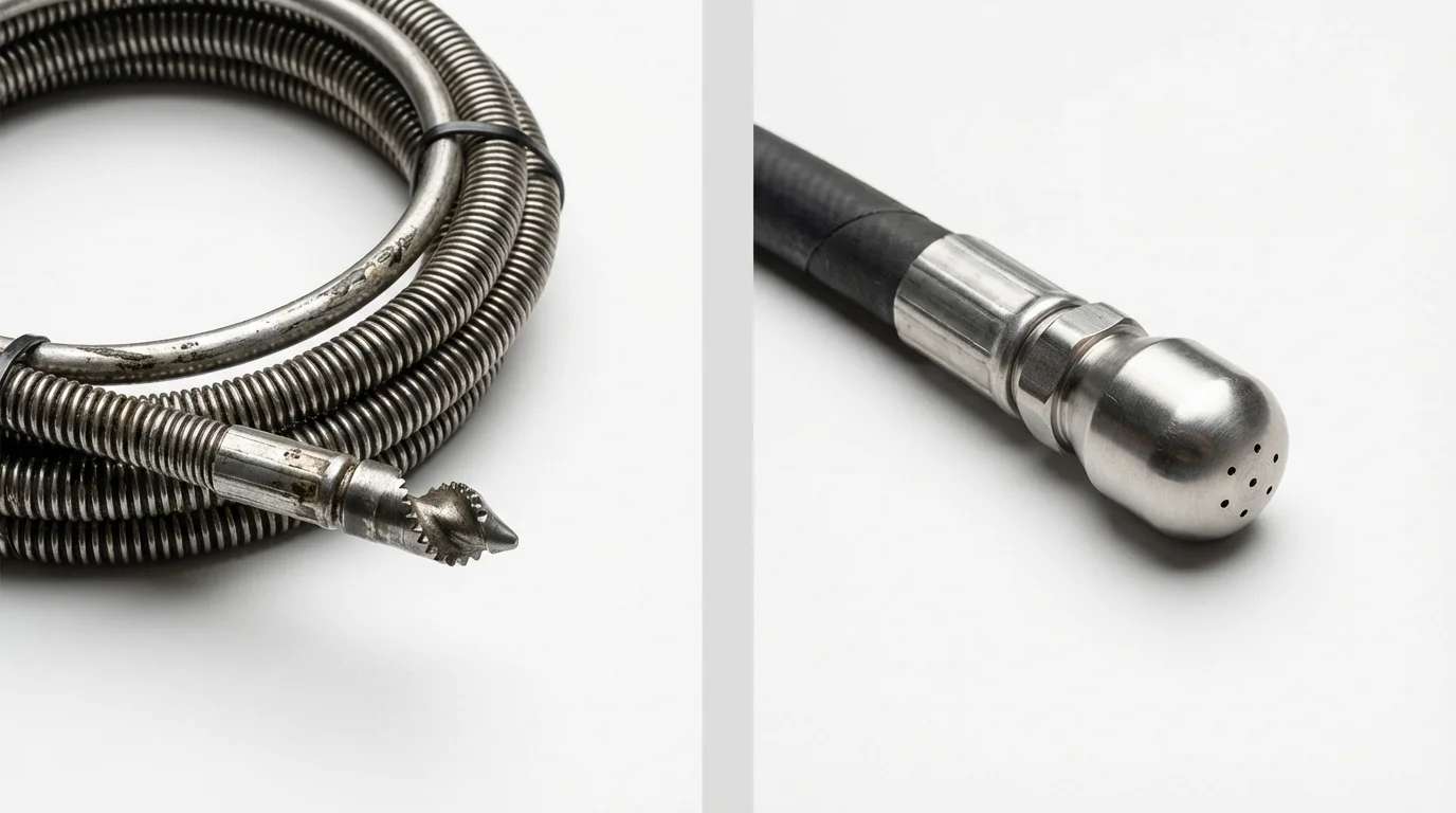Drain snake cable and hydro jetting nozzle used for drain cleaning in Tonopah, NV