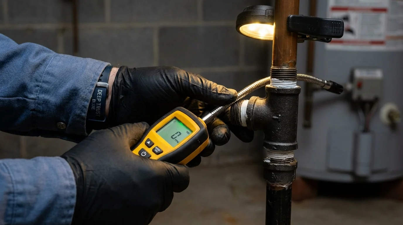 Gas leak detection with electronic sniffer by Johns Plumbing LLC in Tonopah