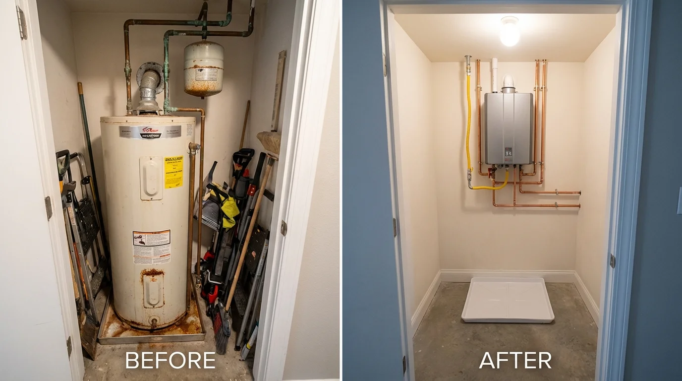 Tank water heater versus wall-mounted tankless unit comparison for Tonopah, NV homeowners