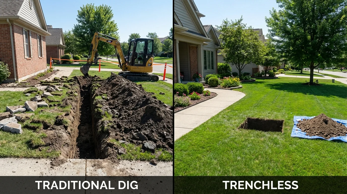 Trenchless sewer repair with minimal yard damage versus traditional excavation in Tonopah, NV